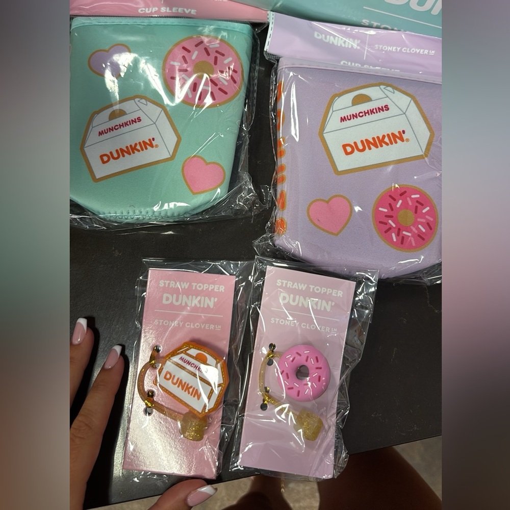Dunkin' Cup Sleeves and Straw Toppers